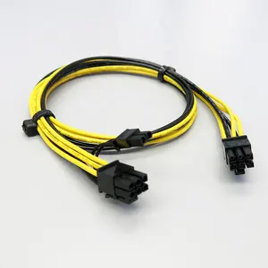 Kabel Daya GPU Kustom PCI-E 6Pin Jantan Ke PCI-E 8Pin (6 + 2)Pin Jantan Kabel Catu Daya Kartu Grafis 16AWG 30CM