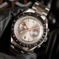 Relogio Masculino Montre haut de gamme en acier inoxydable, chronographe, tachymètre, réserve de marche, étanche 50 bars, lumineuse, saphir, mécanique