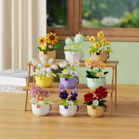 Série Histoires de Paniers de Fleurs : Rose Petite Marguerite, Blocs de Construction DIY en Plastique ABS (200-400 Pièces), Ornements en Pot