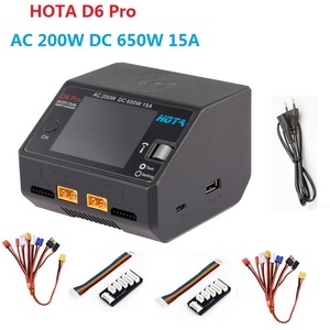 HOTA D6 Pro AC 200W DC 650W 15A Lipo Charger พร้อมการชาร์จไร้สายสําหรับแบตเตอรี่ NiZn/Nicd/NiMH - ปลั๊ก AU สีดํา