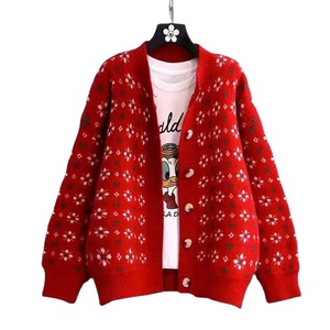 Los mejores nuevos productos de 2025 Cardigan Single Breasted Pretty Womens tops Flower Pattern Lantern Sleeve Cardigan Mujer - Product Image 1