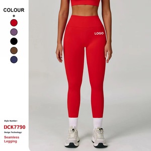 กางเกงโยคะไร้ตะเข็บสีพีชพิมพ์โลโก้ได้ตามต้องการ เอวสูง คอวี กระชับรูปร่าง สำหรับวิ่งและออกกำลังกาย แห้งเร็ว - Product Image 1