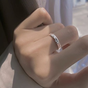 S925 Sterling Silver Irregular Textured <b>Open</b> <b>Ring</b> For Women's Index Finger Minimalist Jewelry Gift - Product Image 3