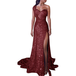 Sexy One-spalla Senza Maniche Oro a Caldo del Vestito <span class=keywords><strong>Con</strong></span> Lo <span class=keywords><strong>Spacco</strong></span> Del Vestito Da Sera Femminile Maxi Vestito <span class=keywords><strong>Elegante</strong></span> Donna - Product Image 4