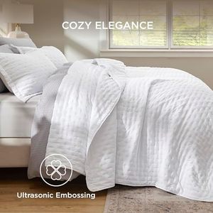 Bedsure mền Nữ Hoàng Kích thước siêu mềm Quilt bedding Trắng bedspread phòng ngủ hiện đại Trọng lượng nhẹ tất cả các mùa <span class=keywords><strong>Comforter</strong></span> 90x96 nhà - Product Image 4