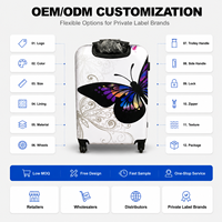 Ensemble de bagages trolley en ABS, imprimé papillon, 3 pièces, valises rigides à roulettes pivotantes pour distributeurs, fournisseur de logos personnalisés