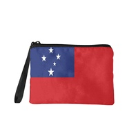 Porte-monnaie en polyester à impression numérique du drapeau national de Samoa, petit porte-monnaie de mode pour souvenirs, vente en gros