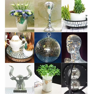 Manufacturer Wholesale Self Adhesive Real Glass Silver Mirrors Mosaic Tiles Sticker for Craft Square Glass Tiles Christmas Decor - Product Image 3