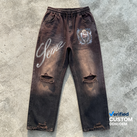 Ensemble de sweats à capuche personnalisés en gros, style streetwear, en tissu épais, délavé à l'acide, effet usé, délavé soleil, avec strass Vierge Marie