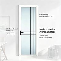 Ensemble de portes pour salle de bain, toilettes et cuisine : Portes minimalistes en verre trempé double vitrage en alliage titane-magnésium