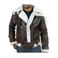 Jaket Kulit Sapi Pria Anak Laki-Laki Berkerah Quilted, Bernapas, Kasual, Musim Dingin, Fashion Outdoor, untuk Bikers