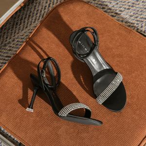 Elegant Sexy Women's Wedding Shoes Ankle Strap <b>Closed</b> <b>Toe</b> Stiletto Heel Anti Slip Waterproof Genuine Leather Buckle Closure Bead - Product Image 5