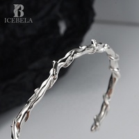 ICEBELA Direct Usine Coréenne Minimaliste Mode S925 En Argent Sterling Ouverture De Niche Enveloppé Branche Bracelet Vigne Bracelet Femmes
