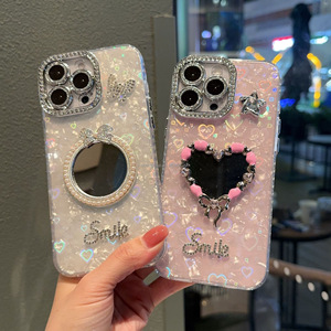 Funda Protectora para Teléfono Móvil con Espejo de Dibujos Animados Smile Lovely para iPhone 17, Todos los Modelos 16, 15, 14, <span class=keywords><strong>13</strong></span> <span class=keywords><strong>Pro</strong></span> <span class=keywords><strong>Max</strong></span>, 12, Marco para Cámara, Película Protectora - Product Image 6