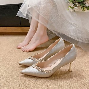 Meilleures ventes : Chaussures à talons hauts pour femmes, à strass, tendance mode pour l'été, mariage/bal/fête, vente en gros usine, livraison rapide - Product Image 1