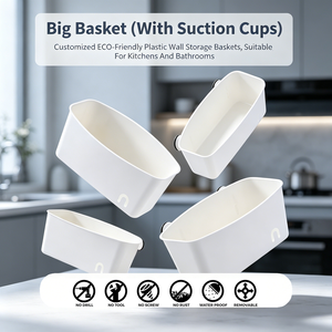 Panier de rangement ABS blanc pur, petit, à ventouse, écologique et durable, idéal pour comptoir de cuisine ou étagère de salle de bain – Vente en gros personnalisée - Product Image 5