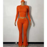 Ensemble de survêtement décontracté 2 pièces pour femme, haut de sport et pantalon évasé, en coton et élasthanne, avec bandeau, logo personnalisé