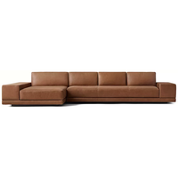 Neu Eingetroffenes Modernes Sofa mit Breiten Armlehnen Handgefertigtes Ecksofa Weiches Komfortables Leder Holzrahmen Innenmöbel Wohnzimmer