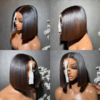 Wig Rambut Asli Bone Straight 2X6 Lace Short Bob, Vendor Cina, Kepadatan 210, HD Lace Frontal