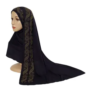 Hot Selling Women's Solid Color Hot Diamond Scarf Wrapped Headscarf Malay Cover Headscarf