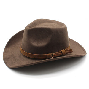 Nuevo estilo europeo americano sombrero de vaquero hombres mujeres gamuza occidental Casual fiesta sombrero de vaquero - Product Image 6