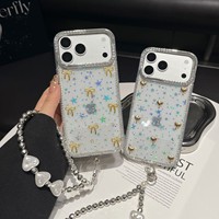 Nouvelle Coque de Téléphone de Luxe au Design Innovant pour iPhone 18 17 16 15 14 Plus 13 12 11 Pro Max avec Paillettes, Effet Aurore, Sangle Nœud et Procédé de Résine Époxy