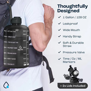 Botella de Agua Deportiva de Plástico de Gran Capacidad a Prueba de Fugas con Marcador de Tiempo para Entusiastas del Fitness - Product Image 4