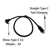 Vergoldetes USB3.1 Typ-C Stecker-auf-Buchse Winkel-Verlängerungskabel Reiner Kupferleiter 5A Schnellladung Datenübertragung für Kamera