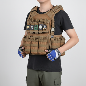 Ingrosso supporto per la protezione da addestramento all'aperto per rivestimento tattico gilet <span class=keywords><strong>Molle</strong></span> a sgancio rapido in poliestere marrone chiaro/colore personalizzato - Product Image 4