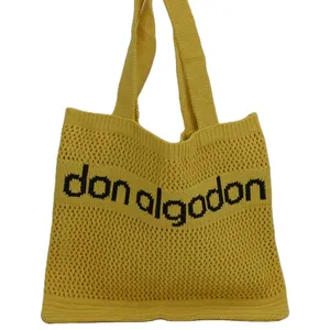 Custom Logo Suppliers woven crochet tote bag hign quality crochet hand made bags