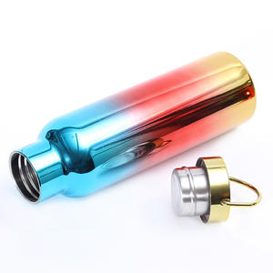 Bouteille en acier inoxydable à double paroi de 1 litre avec poignée en métal et couvercle, personnalisable par électro-placage - Product Image 3