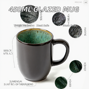 Taza de Cerveza Moderna de Gres, Ecológica, Apta para Microondas y Lavavajillas, Diseño Cerámico Glaseado Único, para Fiestas, Hogar y Restaurantes - Product Image 2