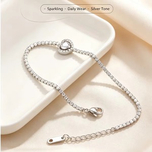 Dainty Tennis Chain <b>Bracelet</b> 18K Gold <b>Silver</b> Plated Stainless Steel Multi Shape CZ <b>Charm</b> Thin Wrist Chain <b>Bracelet</b> Jewelry Gift - Product Image 6