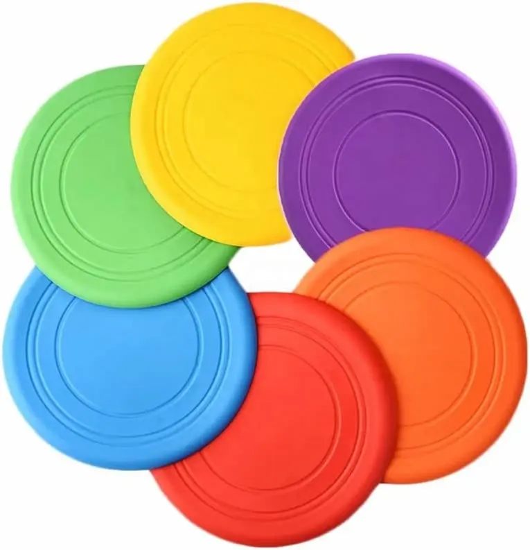 Kids Flying DiscToy Outdoor Playing Lawn Game Disk Flyer for Kindergarten Teaching Soft Silicone Colorful 6 Pack Bulk Set