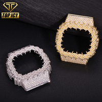 Casing Jam Tangan TOP ICY 2026 Berkilau Full-Paved VVS D Moissanite untuk DW5600, Bezel Kuningan Hip Hop Ramah Lingkungan 50x45mm