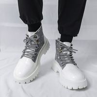 Bottines Western Grande Taille (Semelle Légère, Semelle Épaisse, Lacets, Semelle Extérieure en Caoutchouc) Chaussures Décontractées Tendance Toutes Saisons Homme