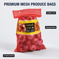 PP Mesh Zakjes geventileerd, voor groenten, aardappelen, fruit, met aangepaste bedrukte labels, groothandel