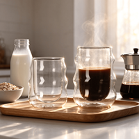 STAR-HOME Tasse en verre borosilicate à double paroi 160ml/220ml Résistante aux hautes températures Style nordique Unisexe Café Lait Thé