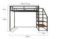 Neues Design Langlebiges Modernes Klappbares Doppelbett in Queensize Robustes Stahl-Metall-Hochbett für Hotel Apartment Schlafzimmer