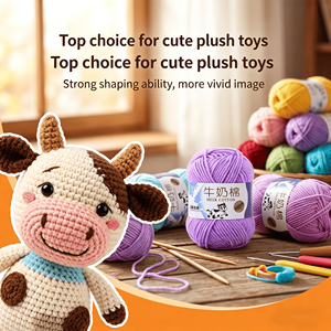 Hilo de Algodón de Leche de 5 Capas Directo de Fábrica, Hilo Suave <span class=keywords><strong>para</strong></span> Tejer a Mano y Crochet, 50g por Ovillo <span class=keywords><strong>para</strong></span> Amigurumi y Mantas - Product Image 5