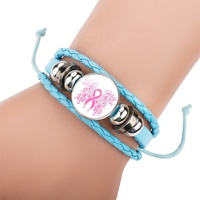 Sensibilisation au Cancer du sein Accessoires Femmes en cuir tissé à la main bracelet