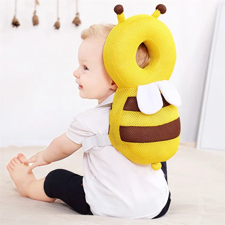 Cute Animal Bee Shape Safety Learning Walking Baby Toddlers Backpack Pillow Head Protector Backpack