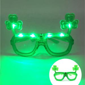 装飾ギフトのためのパーティーのためのLEDメガネのための聖パトリックのためのLEDメガネのためのLEDネオンシャムロック点滅グリーンメガネの光沢のある好意 - Product Image 3