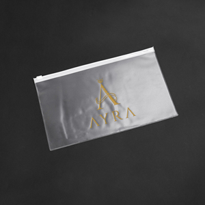 15x25cm <b>Clear</b> Frosted PVC Zipper <b>Bag</b> Custom Gold Logo Printed Garment Packaging Pouch <b>Bag</b> Ziplock <b>Bag</b> for Clothing - Product Image 4