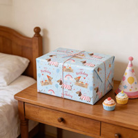 Rouleau de papier d'emballage d'anniversaire pour chien RUSPEPA, rose, pour filles, avec ballon gâteau Teckel
