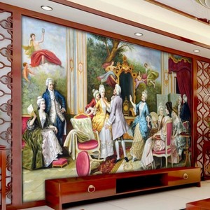 วอลเปเปอร์ภาพวาดสีน้ำมันสไตล์อาร์ตเดโคแบบวินเทจลายพระราชวังยุโรป ภาพนิ่ง ตกแต่งเพดานผนังบ้านและล็อบบี้โรงแรม - Product Image 4