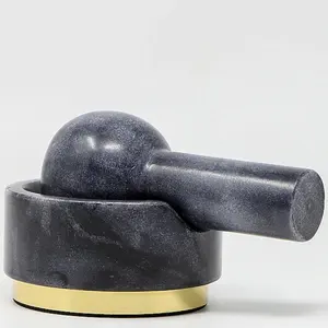 Black Marble Stone Kitchenware Garlic Marble Mortar And Pestle Set Marble Crusher Household Grinder