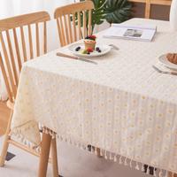 Nappe Rectangulaire Personnalisée en Coton Lavable Jacquard Floral, Style Champêtre Frais, pour Table à Manger et Table Basse