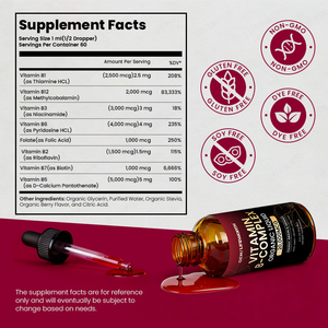 Complesso Vitaminico B per Adulti |   Vitamine del gruppo B e Biotina |   Vitamina B12 Niacina Folato |   Gocce Orali per il Supporto Metabolico - Product Image 4