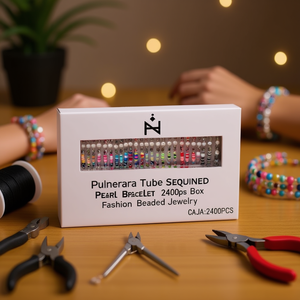 Bracciale a Tubo con Perle e Paillettes, Confezione da 2400 Pezzi, Gioielli alla Moda con Perline - Product Image 3